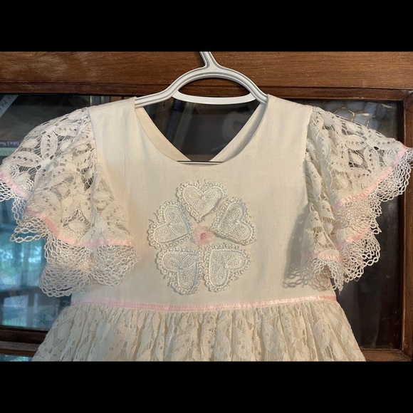 Euc Dollcake Free Spirit White Lace w Pink Dress Party Special Photo Girls  8 - Picture 6 of 7